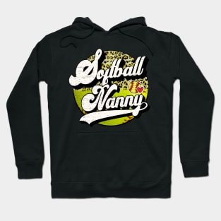 Softball Nanny Vintage Leopard Softball Family Matching Hoodie